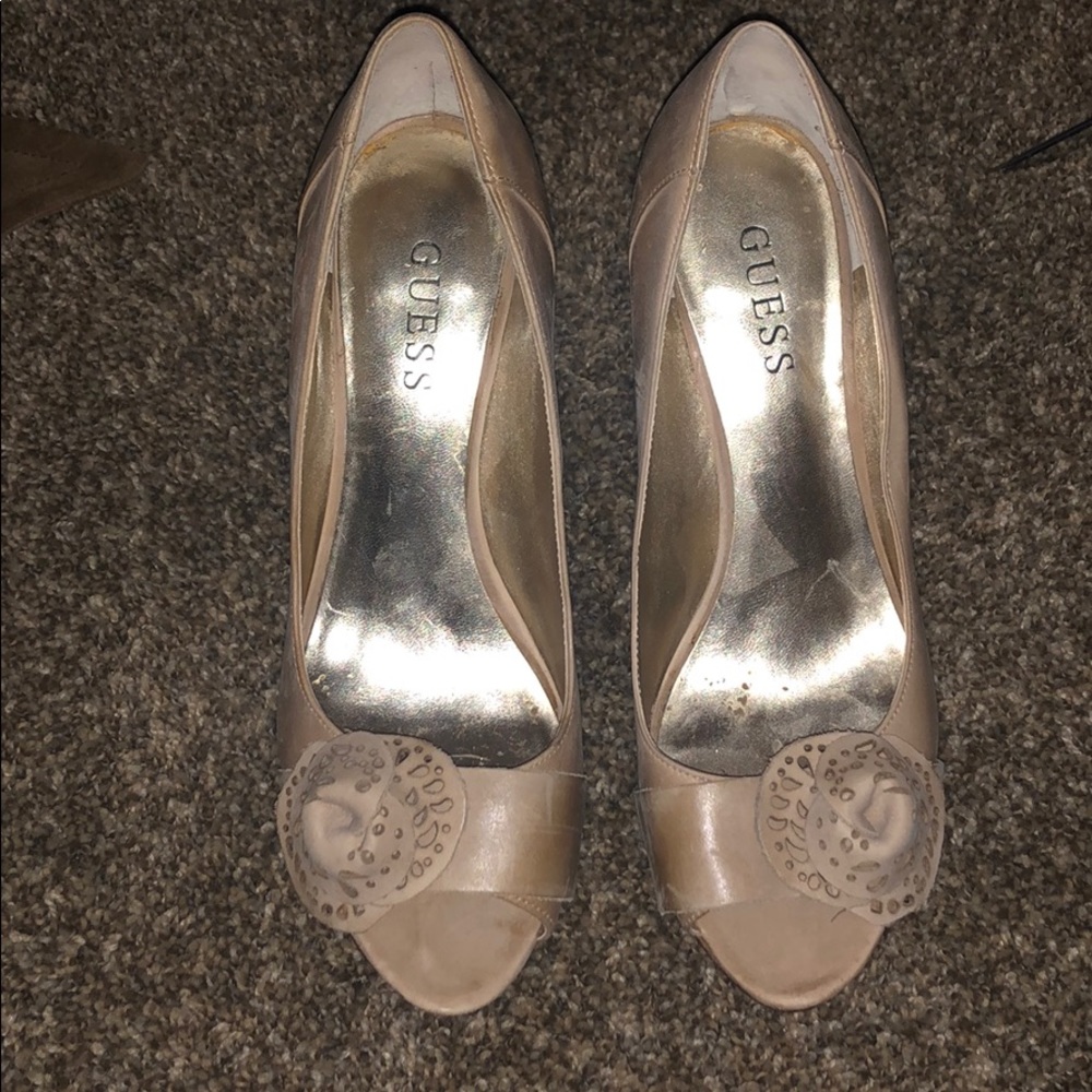 Nude guess open toe heels